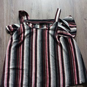 Arawbella Sleeveless Plus Size Blouse Stripe pattern 2XL